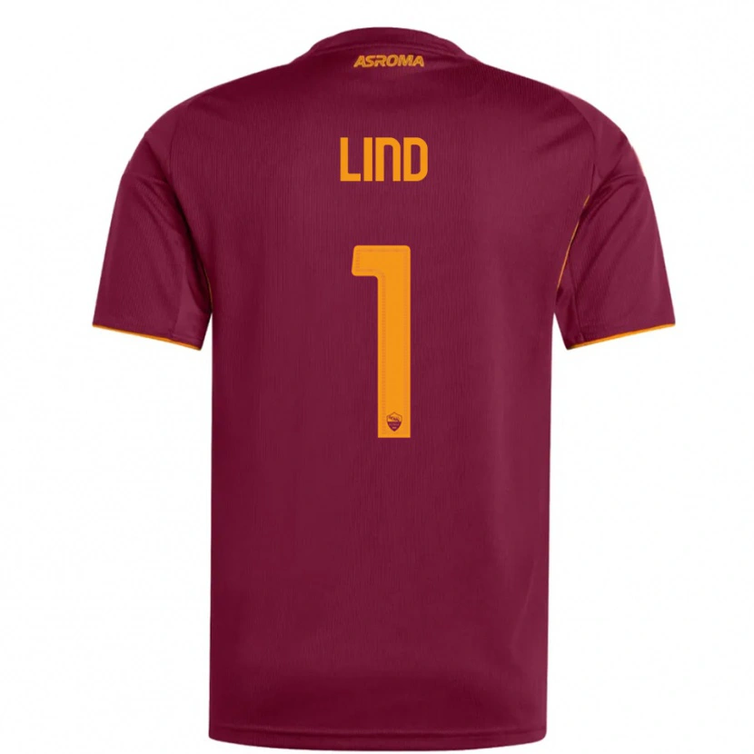 Danxen Enfant Maillot Emma Lind #1 Bourgogne Orange Tenues Domicile 2025/26 T-Shirt