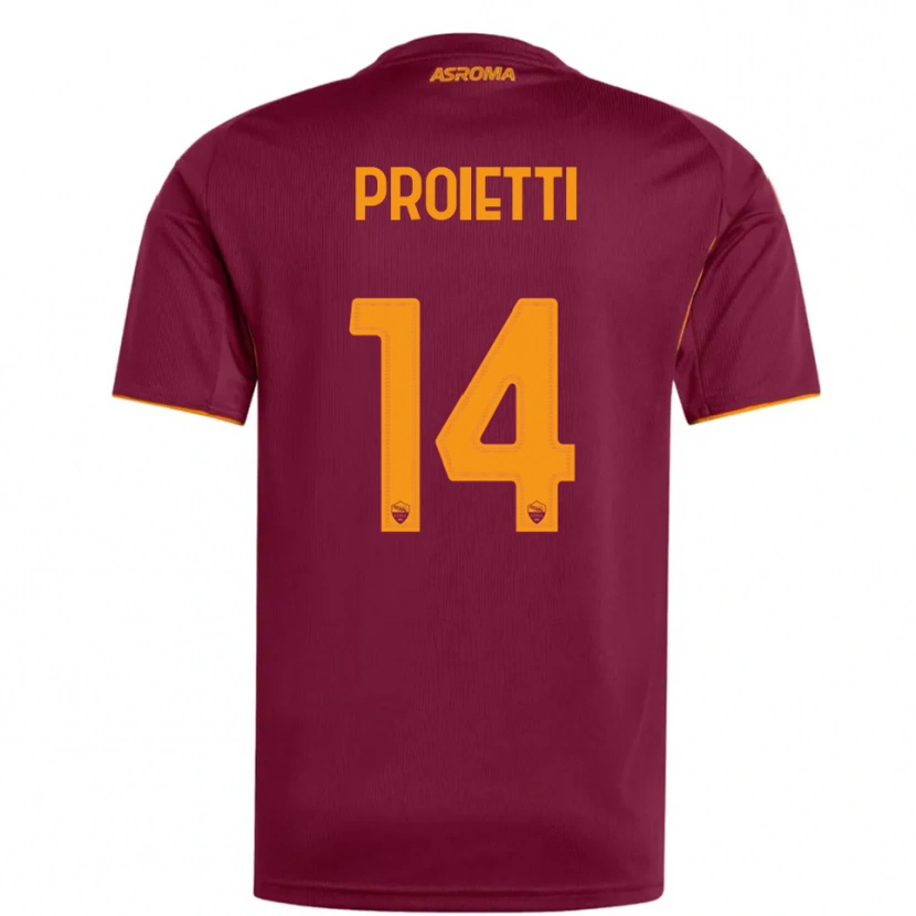 Danxen Enfant Maillot Mauro Proietti #14 Bourgogne Orange Tenues Domicile 2025/26 T-Shirt