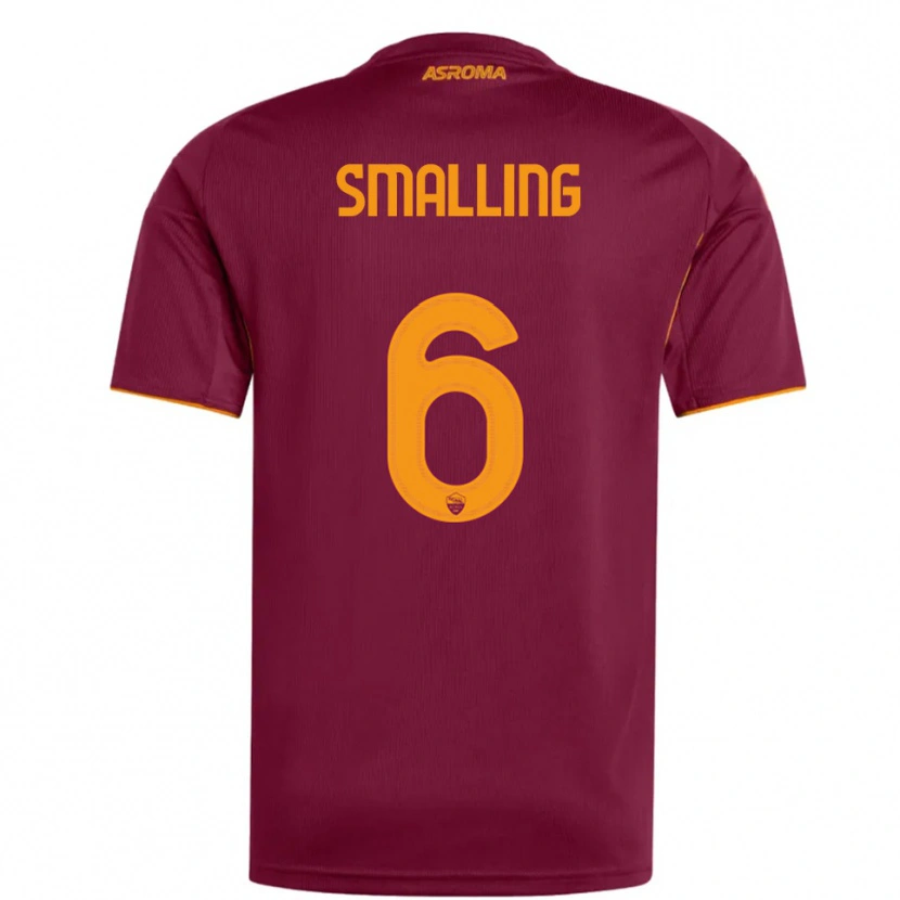 Danxen Enfant Maillot Chris Smalling #6 Bourgogne Orange Tenues Domicile 2025/26 T-Shirt
