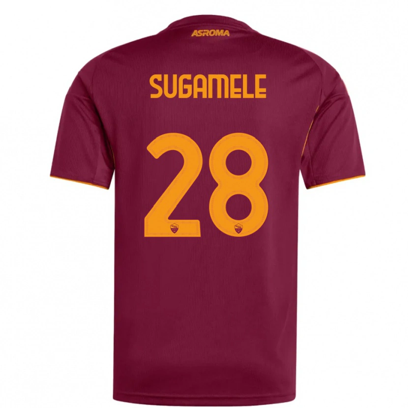 Danxen Enfant Maillot Alessandro Sugamele #28 Bourgogne Orange Tenues Domicile 2025/26 T-Shirt