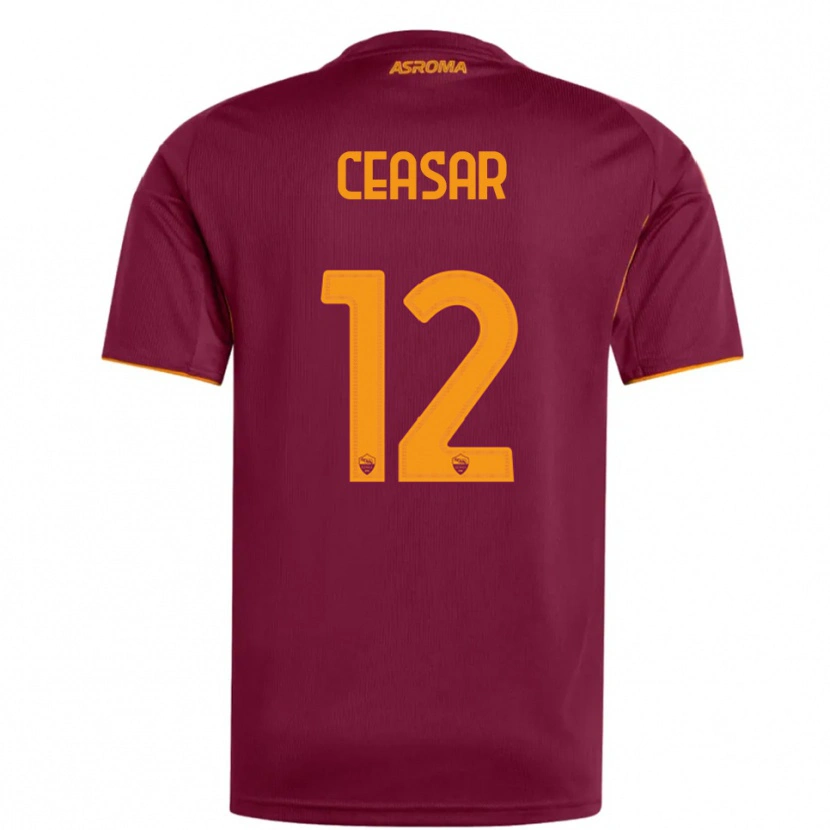 Danxen Enfant Maillot Camelia Ceasar #12 Bourgogne Orange Tenues Domicile 2025/26 T-Shirt