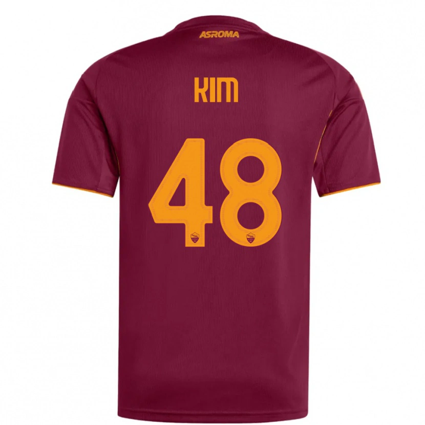 Danxen Enfant Maillot Shin-Ji Kim #48 Bourgogne Orange Tenues Domicile 2025/26 T-Shirt
