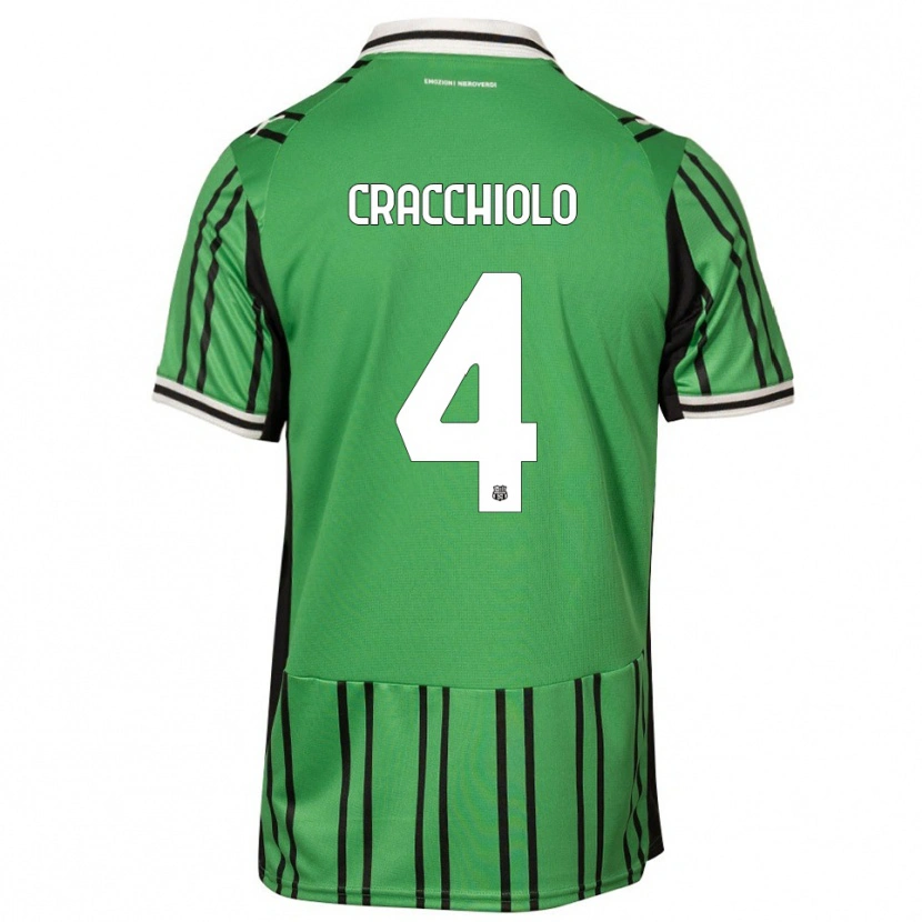 Danxen Enfant Maillot Leonardo Cracchiolo #4 Vert Noir Tenues Domicile 2025/26 T-Shirt