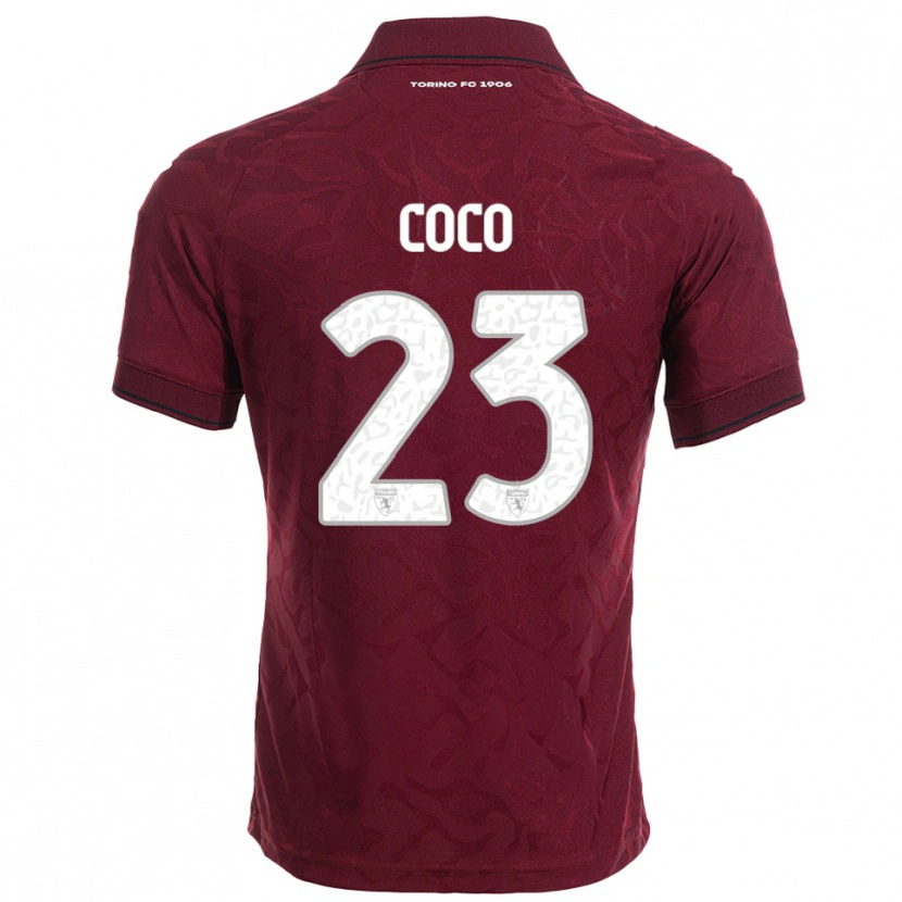 Danxen Enfant Maillot Saúl Coco #23 Bourgogne Blanc Tenues Domicile 2025/26 T-Shirt