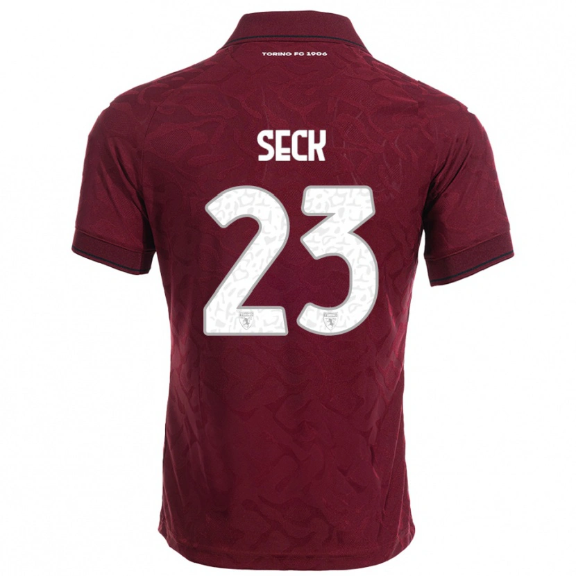 Danxen Enfant Maillot Demba Seck #23 Bourgogne Blanc Tenues Domicile 2025/26 T-Shirt