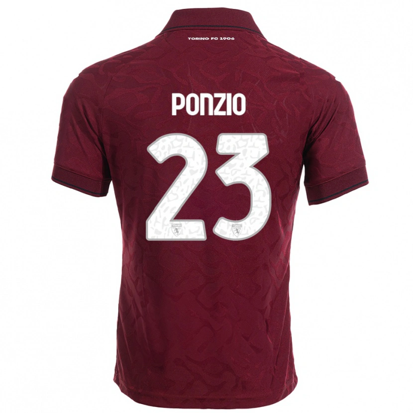 Danxen Enfant Maillot Erika Ponzio #23 Bourgogne Blanc Tenues Domicile 2025/26 T-Shirt