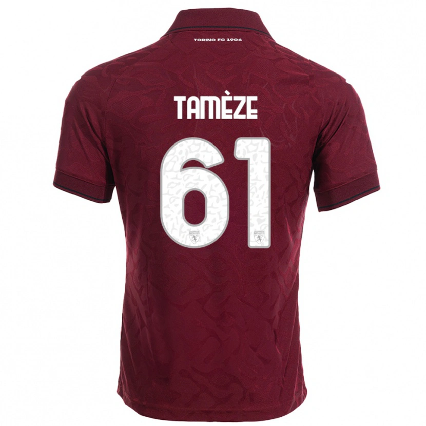 Danxen Enfant Maillot Adrien Tamèze #61 Bourgogne Blanc Tenues Domicile 2025/26 T-Shirt