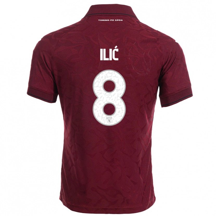 Danxen Enfant Maillot Ivan Ilić #8 Bourgogne Blanc Tenues Domicile 2025/26 T-Shirt