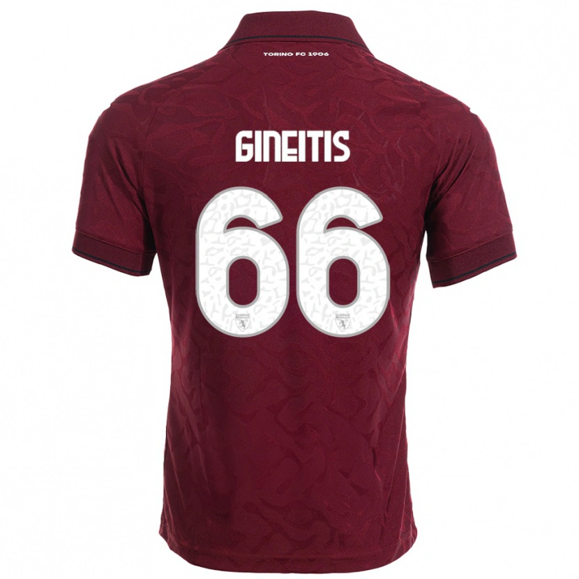 Danxen Enfant Maillot Gvidas Gineitis #66 Bourgogne Blanc Tenues Domicile 2025/26 T-Shirt