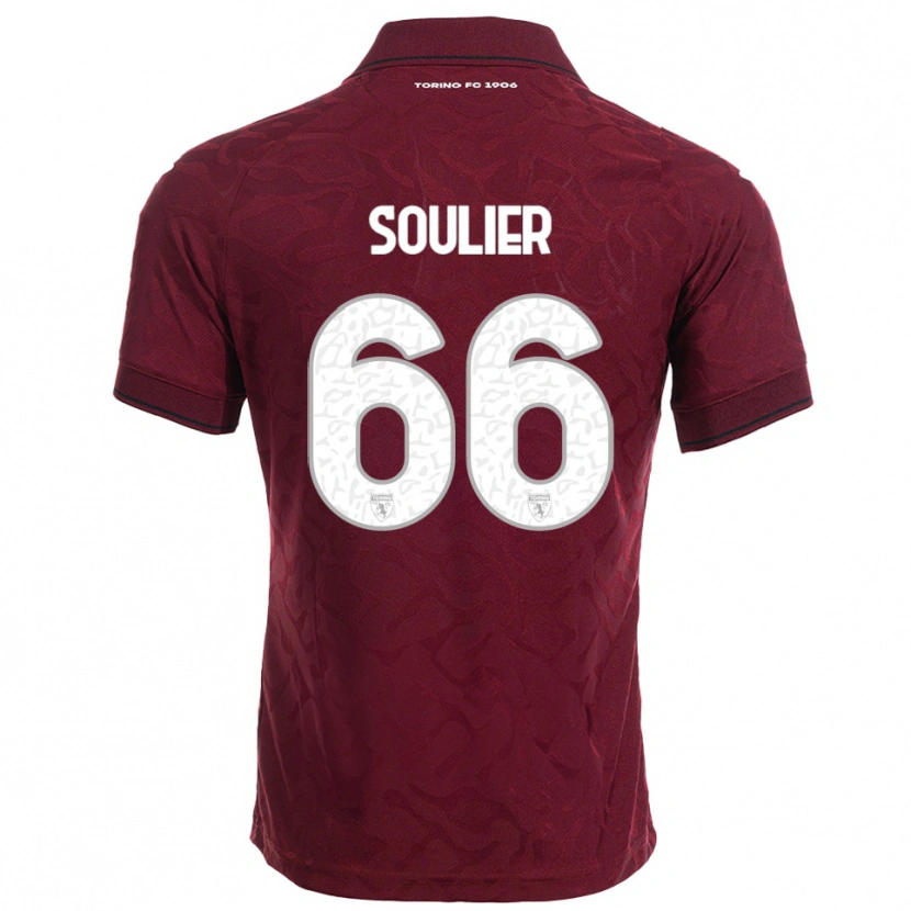 Danxen Enfant Maillot Evan Soulier #66 Bourgogne Blanc Tenues Domicile 2025/26 T-Shirt