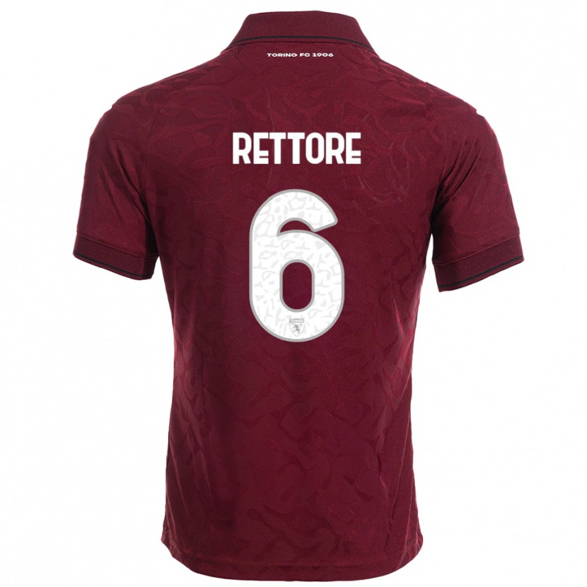 Danxen Enfant Maillot Mirko Rettore #6 Bourgogne Blanc Tenues Domicile 2025/26 T-Shirt