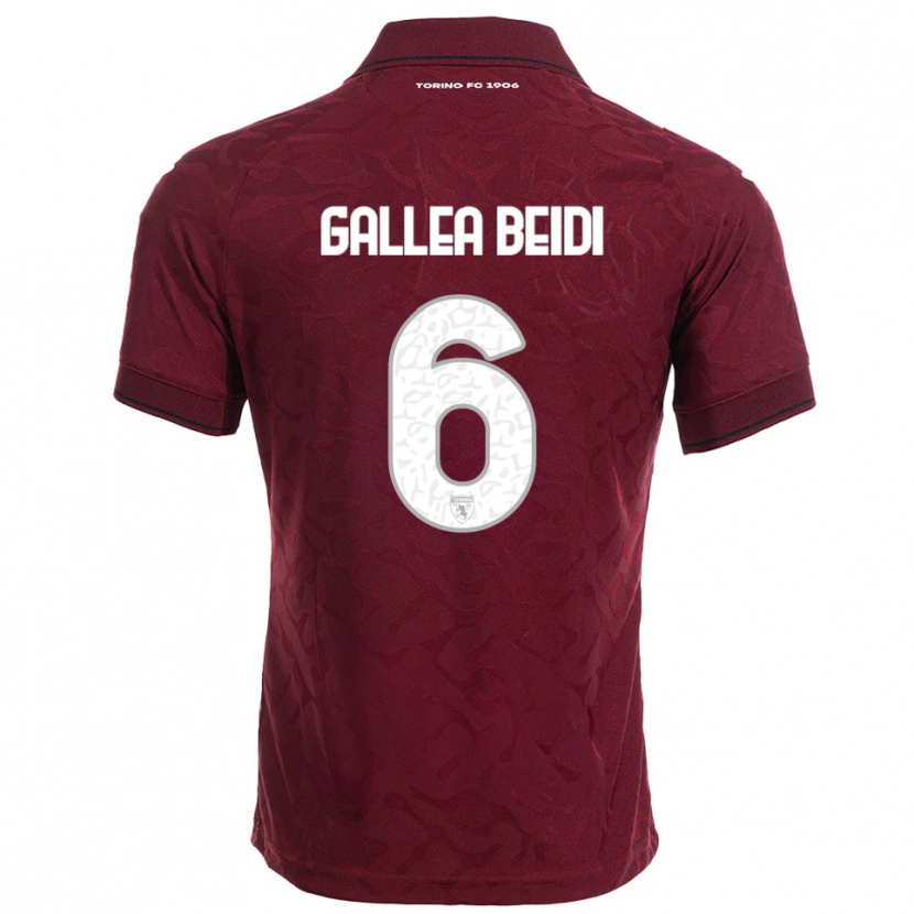 Danxen Enfant Maillot Francesco Gallea Beidi #6 Bourgogne Blanc Tenues Domicile 2025/26 T-Shirt