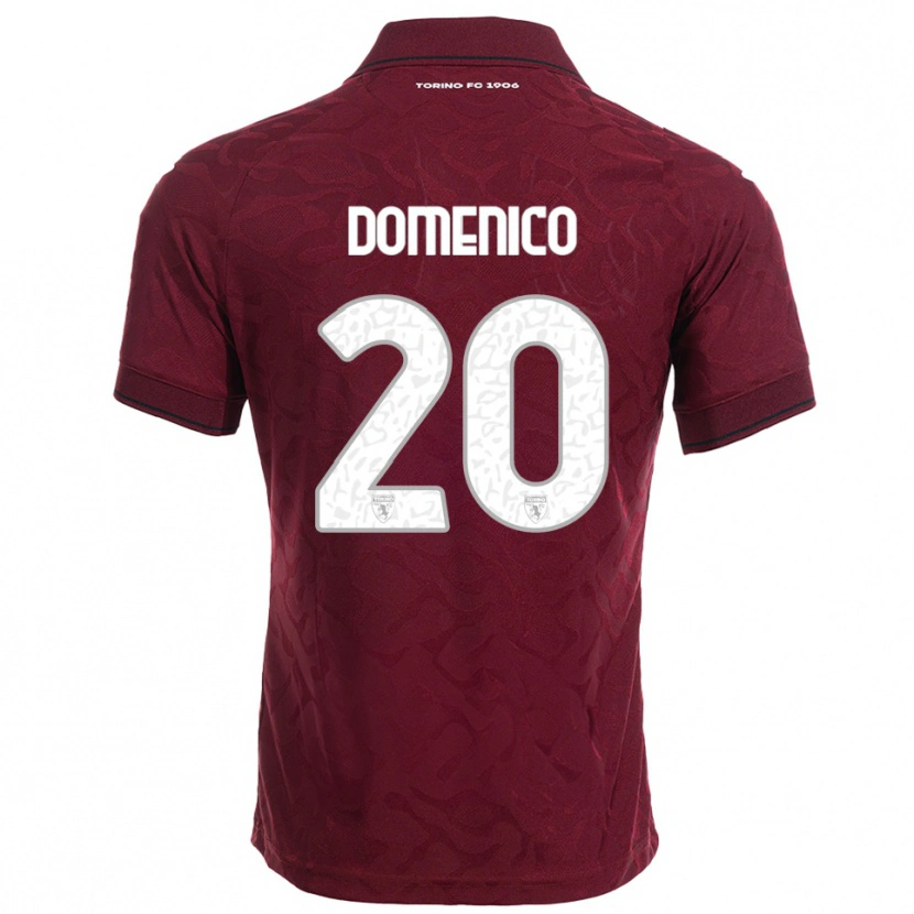Danxen Enfant Maillot Domenico Gai #20 Bourgogne Blanc Tenues Domicile 2025/26 T-Shirt