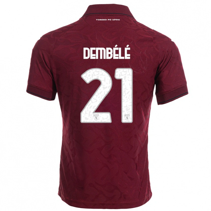 Danxen Enfant Maillot Ali Dembélé #21 Bourgogne Blanc Tenues Domicile 2025/26 T-Shirt