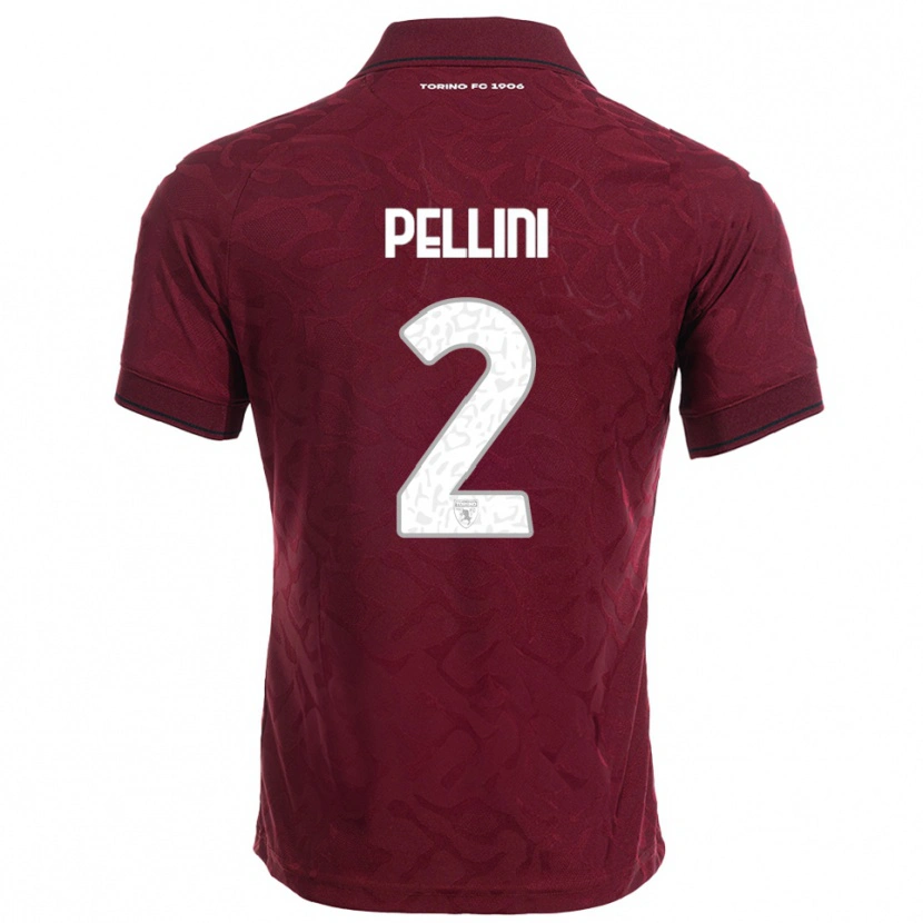 Danxen Enfant Maillot Mattia Pellini #2 Bourgogne Blanc Tenues Domicile 2025/26 T-Shirt