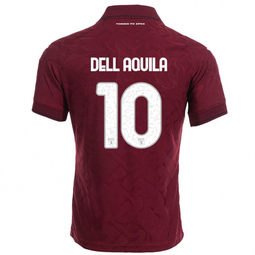 Danxen Enfant Maillot Francesco Dell'aquila #10 Bourgogne Blanc Tenues Domicile 2025/26 T-Shirt