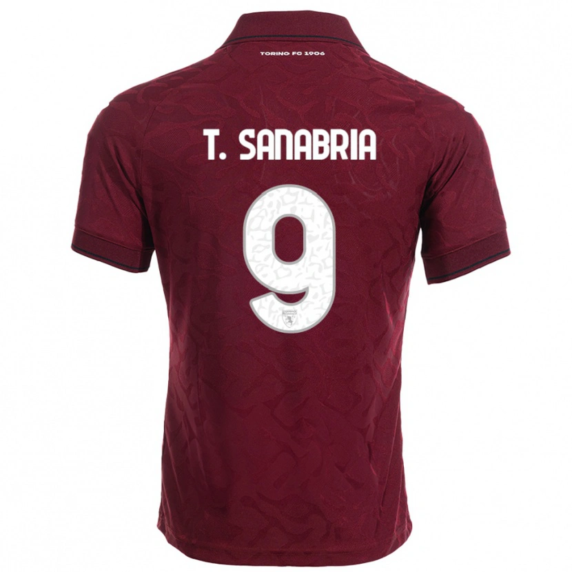 Danxen Enfant Maillot Antonio Sanabria #9 Bourgogne Blanc Tenues Domicile 2025/26 T-Shirt