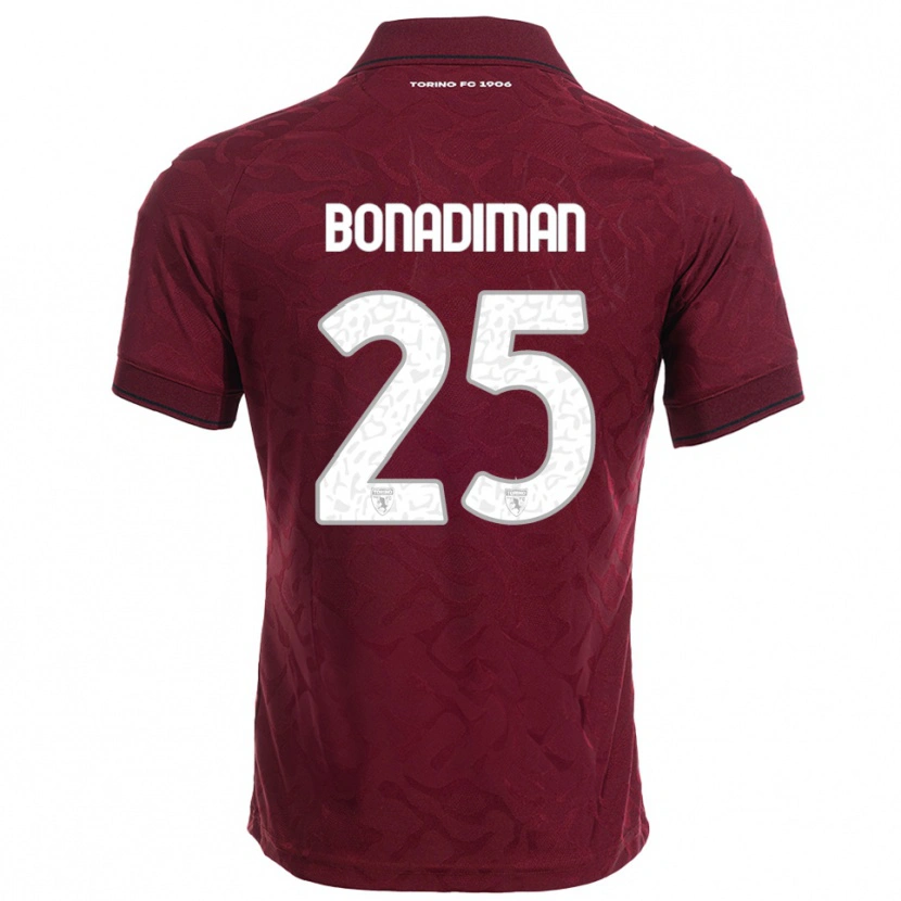 Danxen Enfant Maillot Matteo Bonadiman #25 Bourgogne Blanc Tenues Domicile 2025/26 T-Shirt