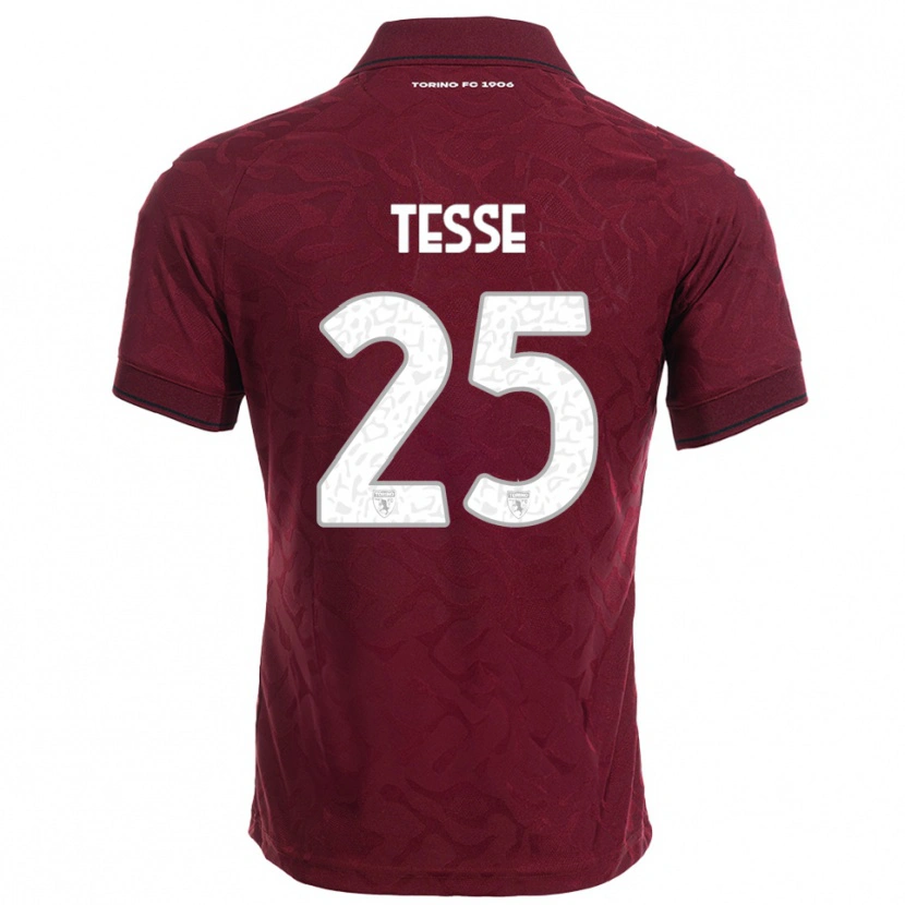 Danxen Enfant Maillot Manuela Tesse #25 Bourgogne Blanc Tenues Domicile 2025/26 T-Shirt