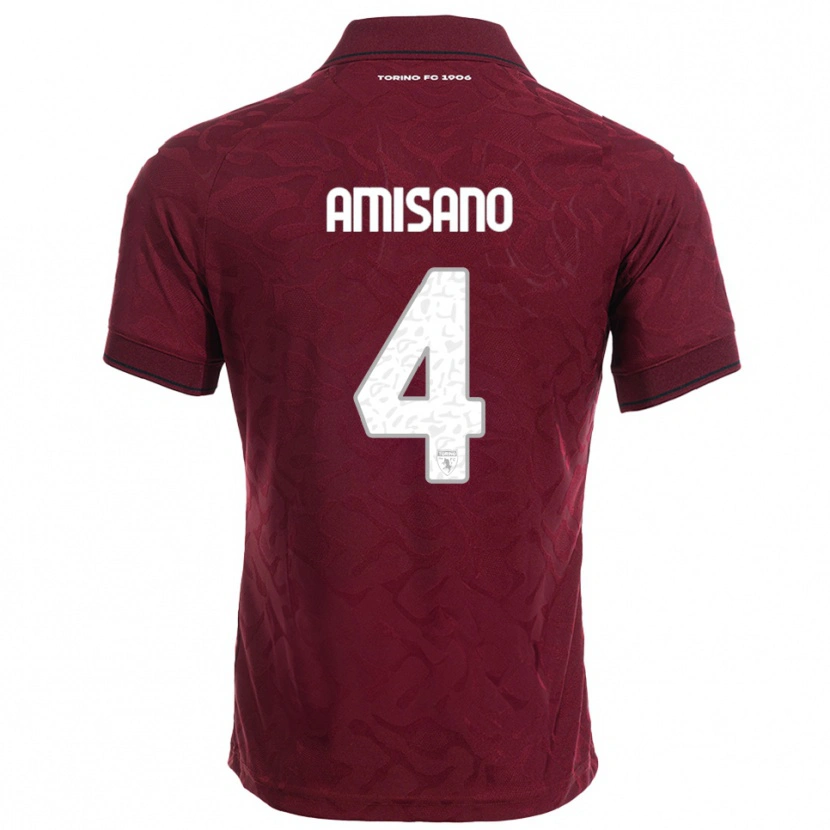 Danxen Enfant Maillot Manuel Amisano #4 Bourgogne Blanc Tenues Domicile 2025/26 T-Shirt