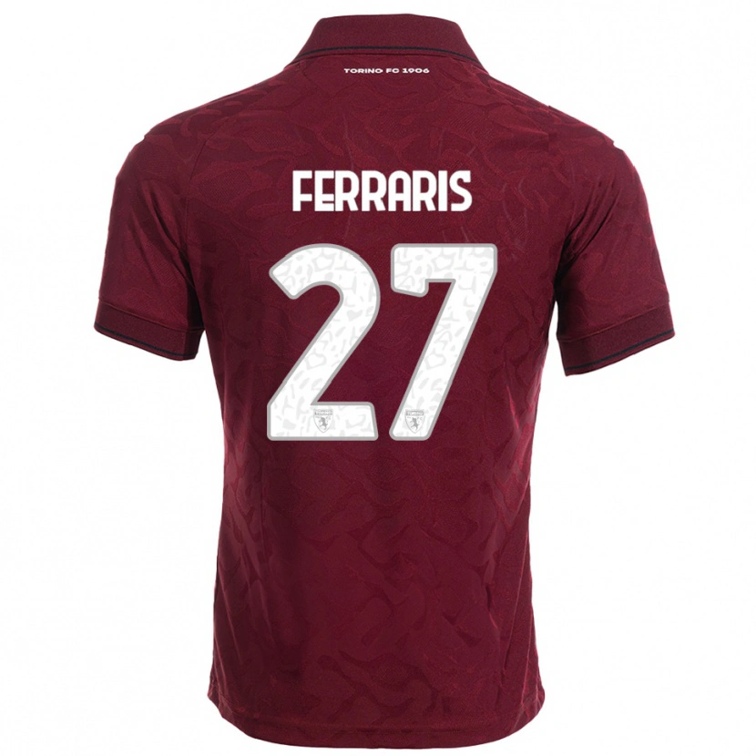 Danxen Enfant Maillot Lorenzo Ferraris #27 Bourgogne Blanc Tenues Domicile 2025/26 T-Shirt