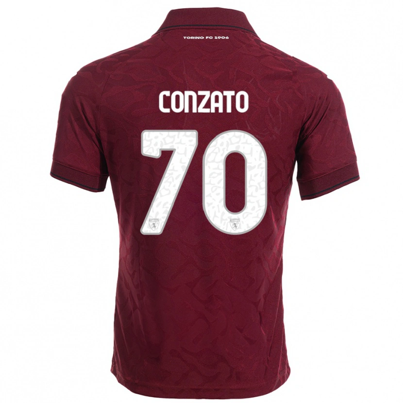 Danxen Enfant Maillot Filippo Conzato #70 Bourgogne Blanc Tenues Domicile 2025/26 T-Shirt