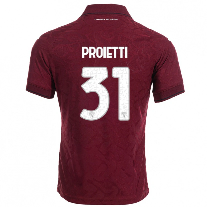 Danxen Enfant Maillot Riccardo Proietti #31 Bourgogne Blanc Tenues Domicile 2025/26 T-Shirt