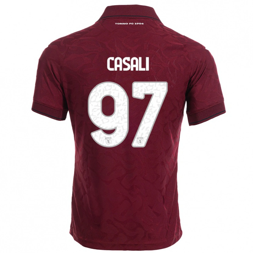 Danxen Enfant Maillot Michele Casali #97 Bourgogne Blanc Tenues Domicile 2025/26 T-Shirt