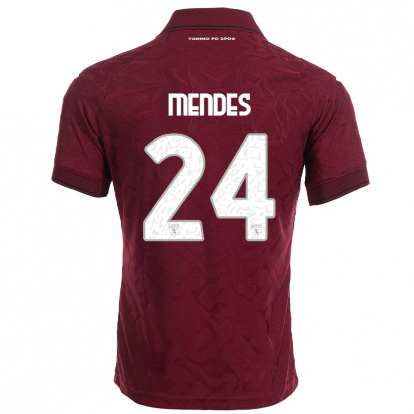 Danxen Enfant Maillot Rodrigo Mendes #24 Bourgogne Blanc Tenues Domicile 2025/26 T-Shirt