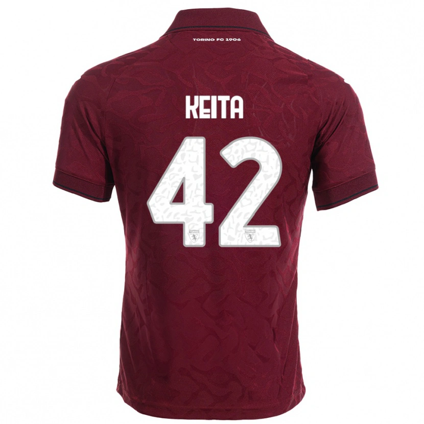 Danxen Enfant Maillot Karamoko Keita #42 Bourgogne Blanc Tenues Domicile 2025/26 T-Shirt