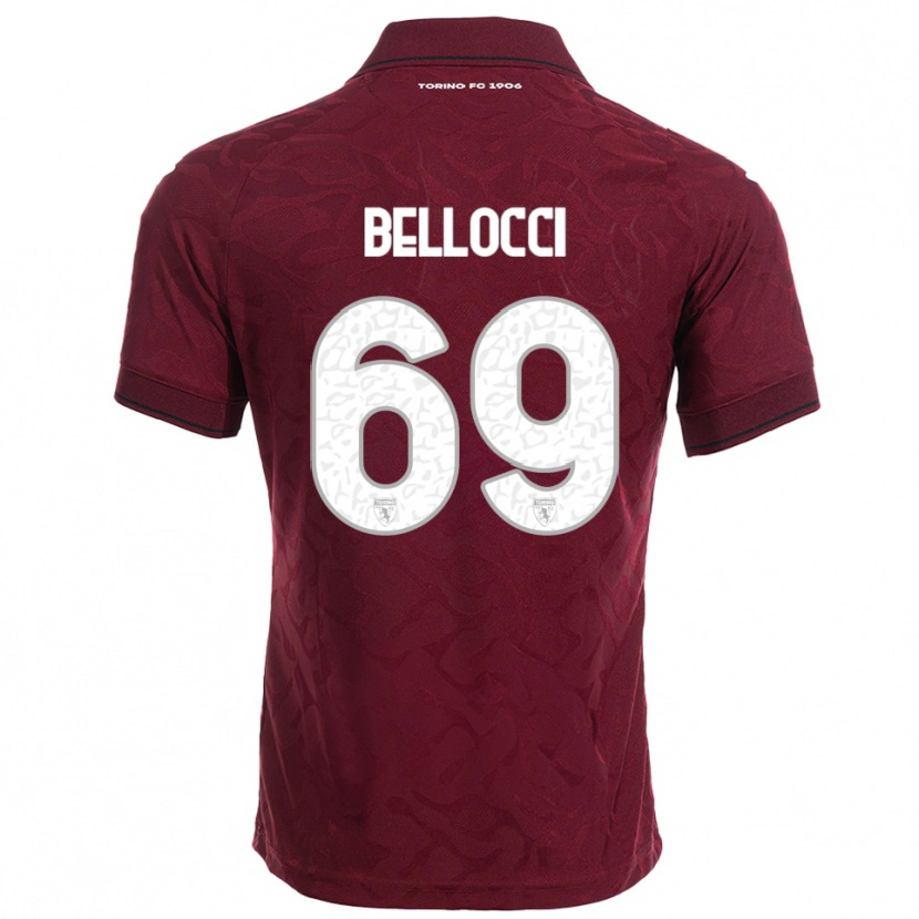 Danxen Enfant Maillot Andrea Bellocci #69 Bourgogne Blanc Tenues Domicile 2025/26 T-Shirt