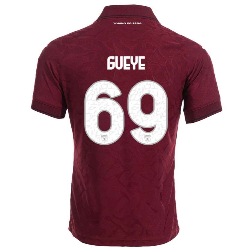 Danxen Enfant Maillot Ousmane Gueye #69 Bourgogne Blanc Tenues Domicile 2025/26 T-Shirt