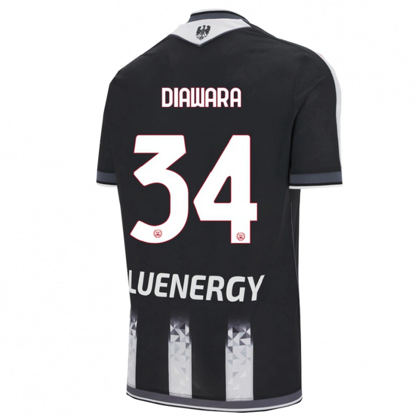 Danxen Enfant Maillot Sekou Diawara #34 Noir Blanc Tenues Domicile 2025/26 T-Shirt
