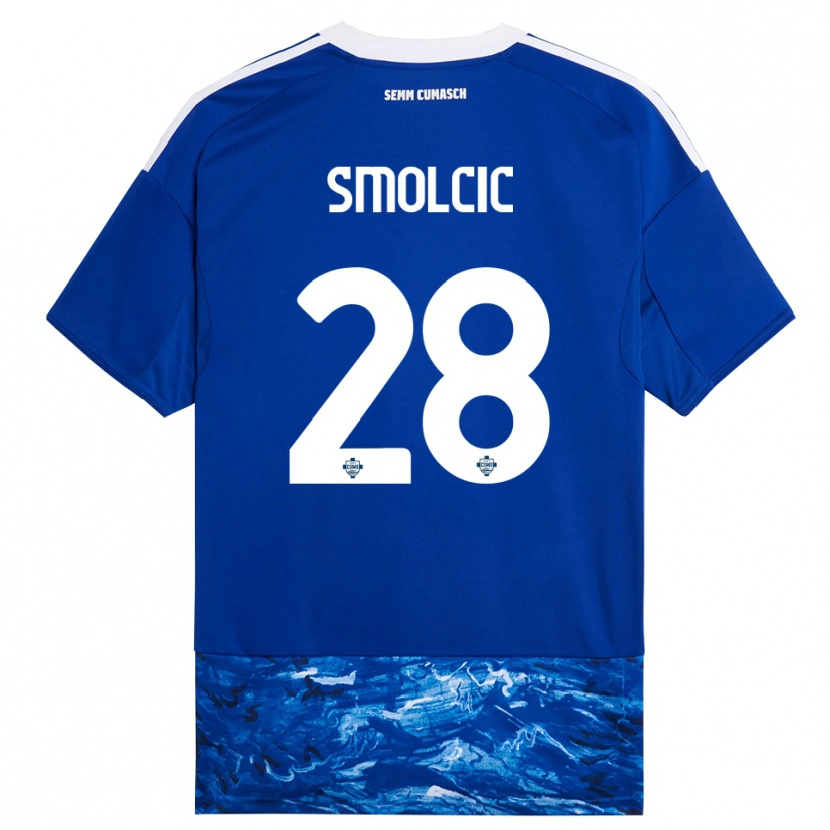 Danxen Enfant Maillot Ivan Smolcic #28 Bleu Blanc Tenues Domicile 2025/26 T-Shirt