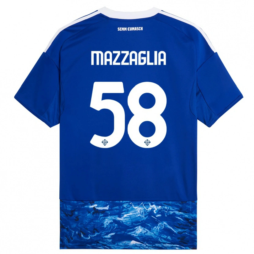 Danxen Enfant Maillot Giuseppe Mazzaglia #58 Bleu Blanc Tenues Domicile 2025/26 T-Shirt