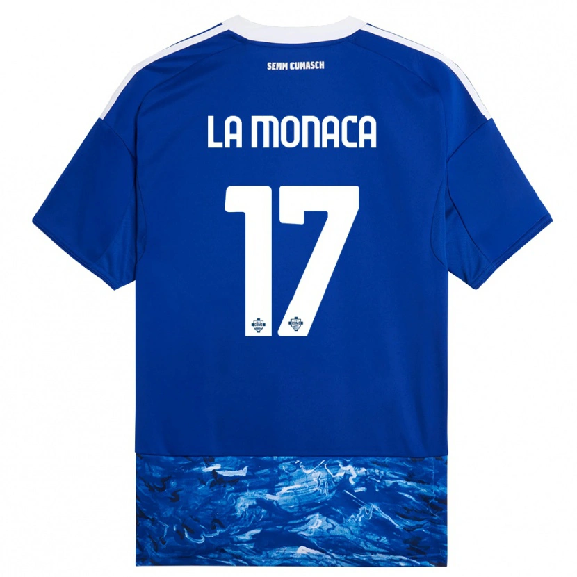 Danxen Enfant Maillot Michael La Monaca #17 Bleu Blanc Tenues Domicile 2025/26 T-Shirt