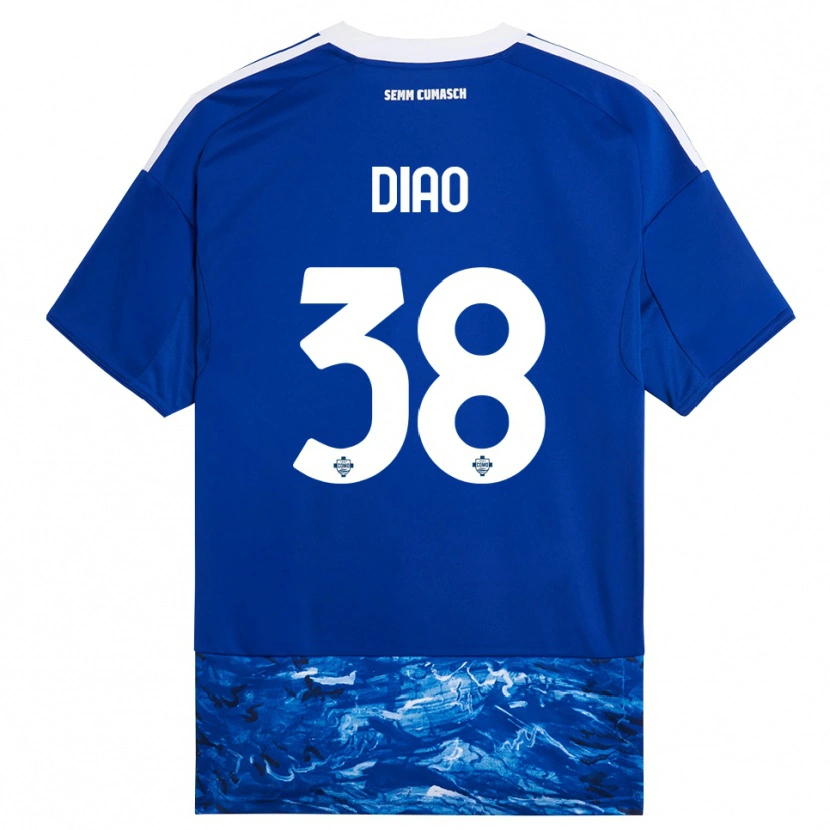 Danxen Enfant Maillot Assane Diao #38 Bleu Blanc Tenues Domicile 2025/26 T-Shirt