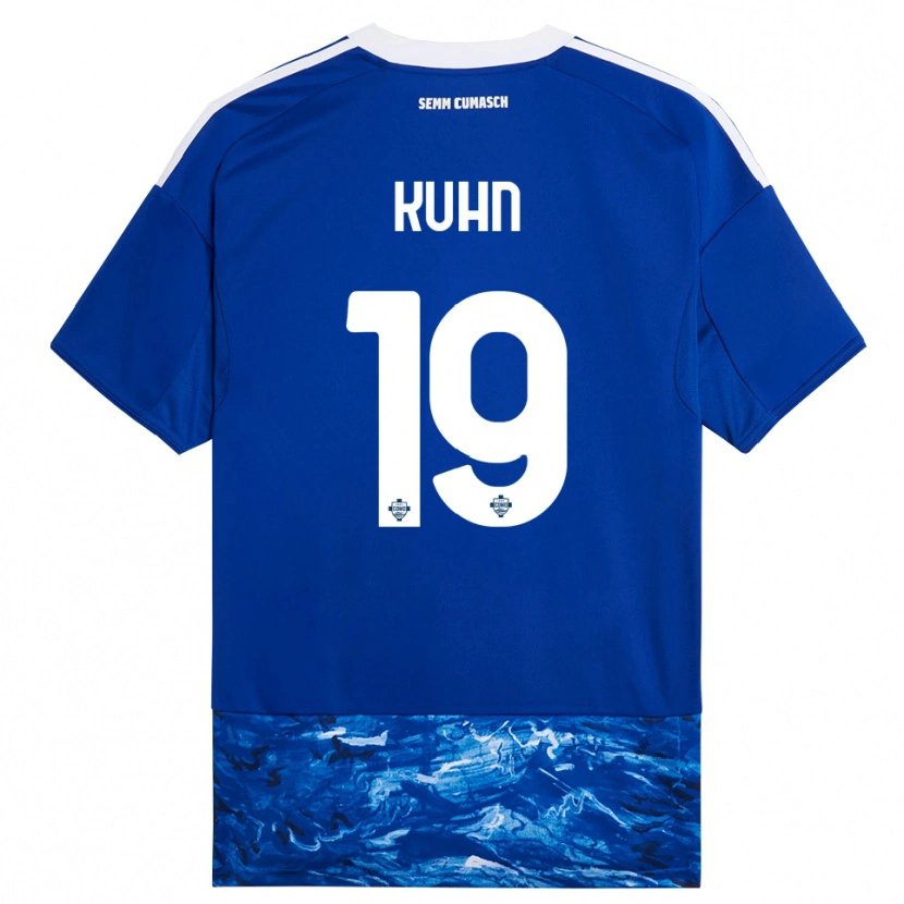 Danxen Enfant Maillot Nicolas Kühn #19 Bleu Blanc Tenues Domicile 2025/26 T-Shirt