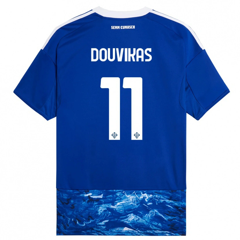 Danxen Enfant Maillot Anastasios Douvikas #11 Bleu Blanc Tenues Domicile 2025/26 T-Shirt