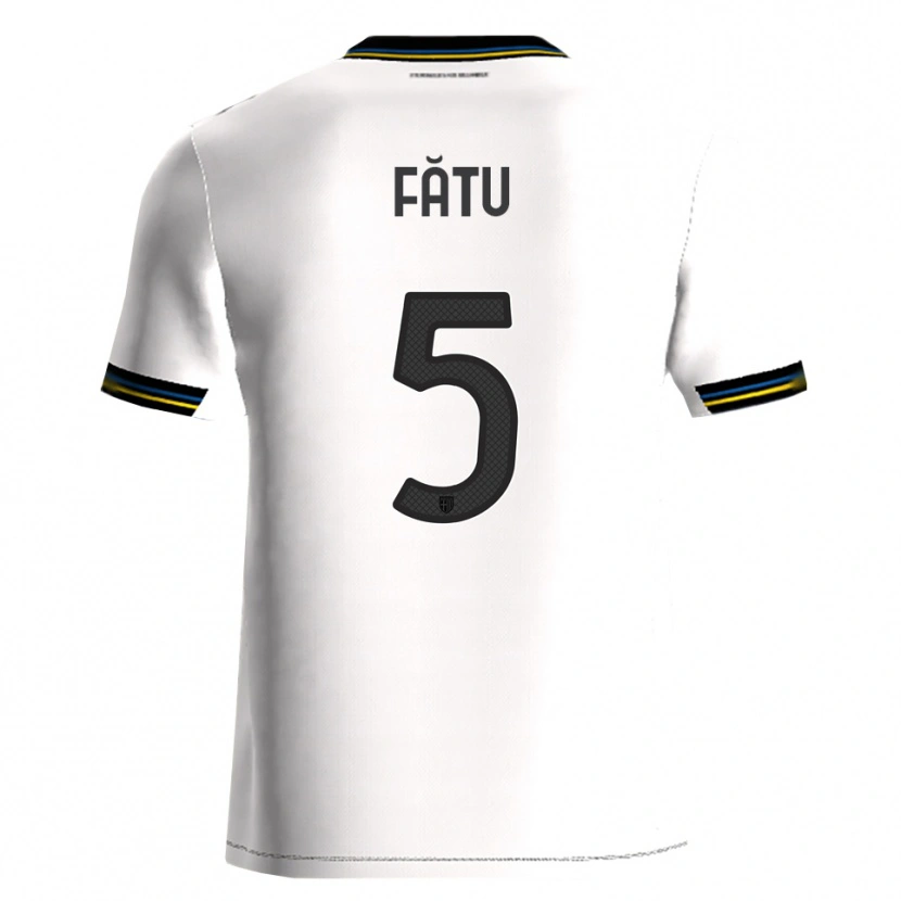 Danxen Enfant Maillot Rareș Fătu #5 Blanc Noir Tenues Domicile 2025/26 T-Shirt