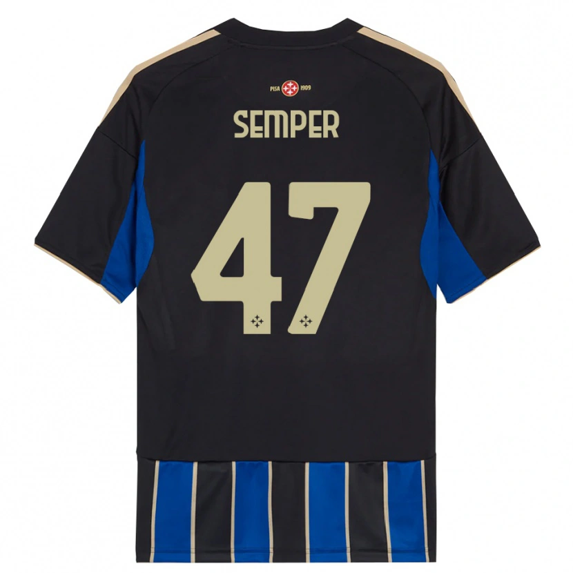 Danxen Enfant Maillot Adrian Semper #47 Noir Bleu Tenues Domicile 2025/26 T-Shirt