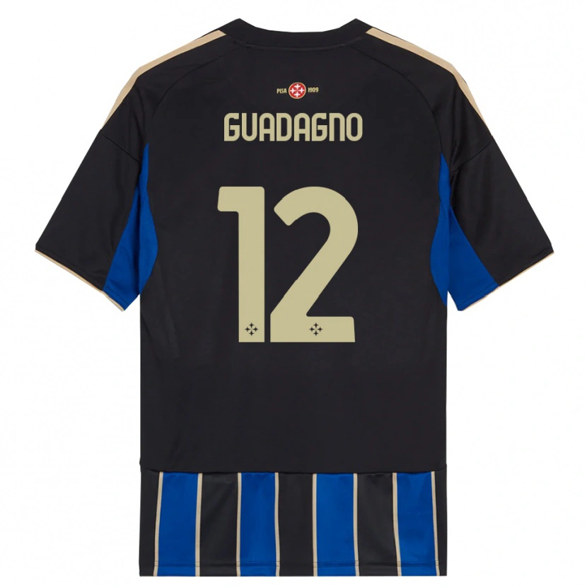 Danxen Enfant Maillot Johan Guadagno #12 Noir Bleu Tenues Domicile 2025/26 T-Shirt