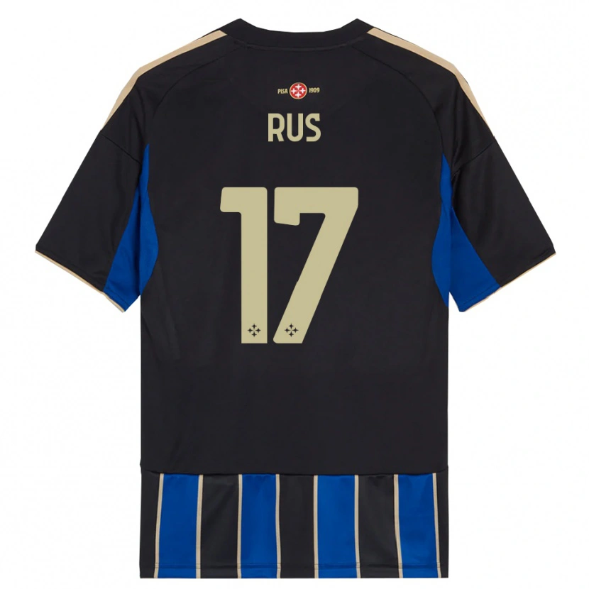 Danxen Enfant Maillot Adrian Rus #17 Noir Bleu Tenues Domicile 2025/26 T-Shirt