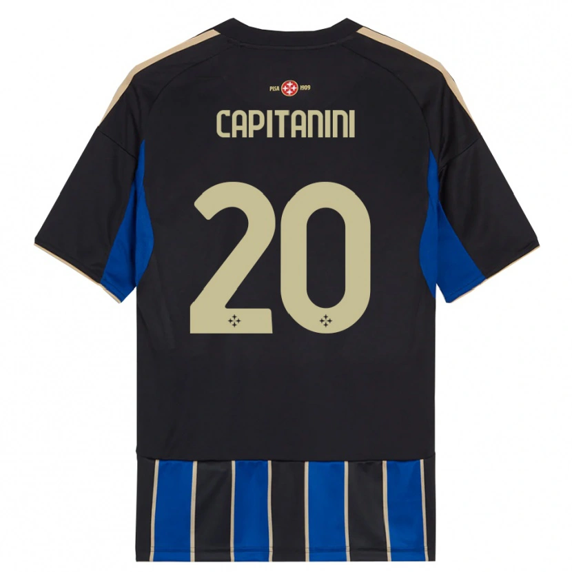 Danxen Enfant Maillot Diego Capitanini #20 Noir Bleu Tenues Domicile 2025/26 T-Shirt