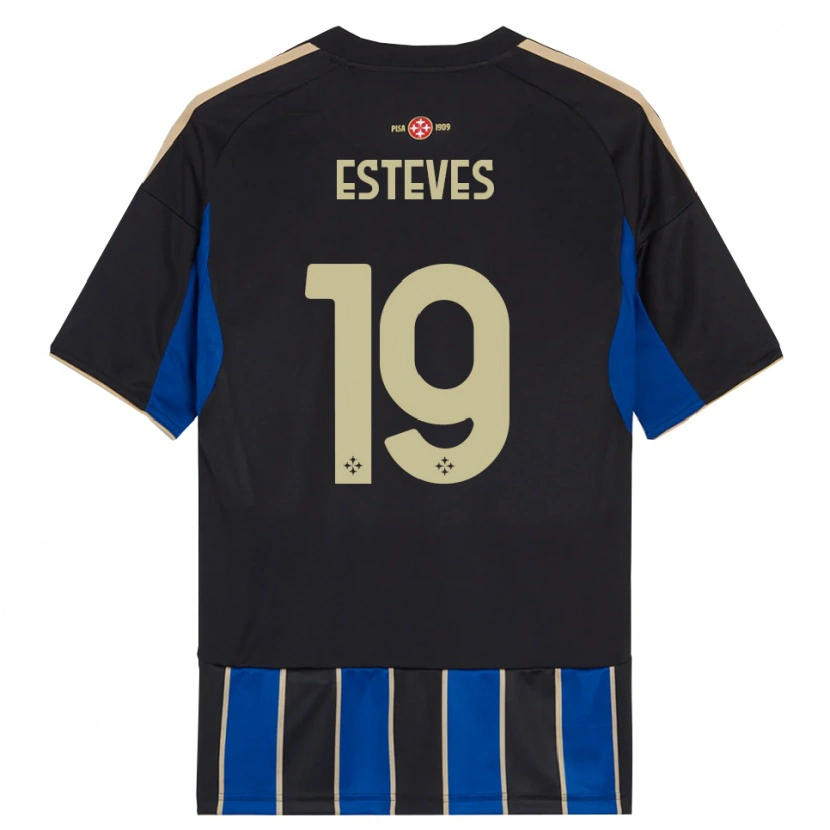 Danxen Enfant Maillot Tomás Esteves #19 Noir Bleu Tenues Domicile 2025/26 T-Shirt