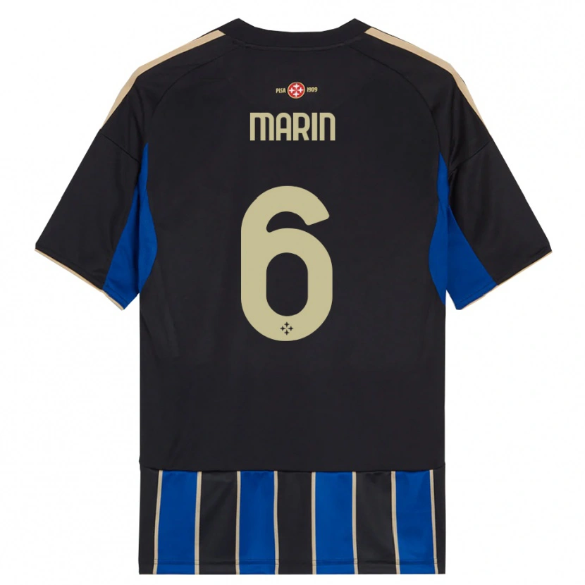 Danxen Enfant Maillot Marius Marin #6 Noir Bleu Tenues Domicile 2025/26 T-Shirt