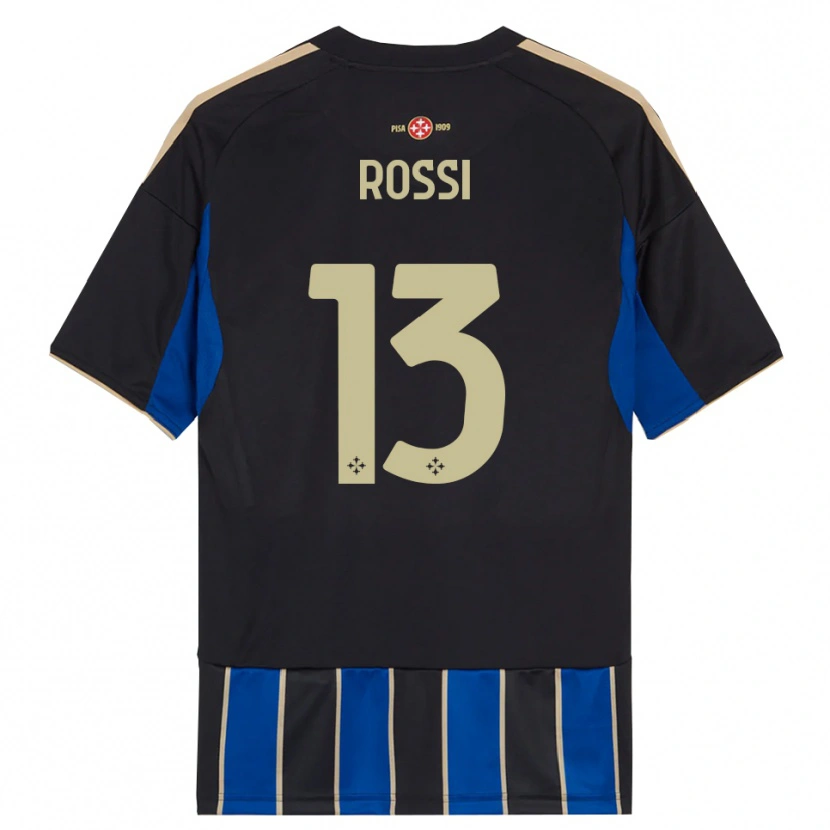 Danxen Enfant Maillot Francesco Rossi #13 Noir Bleu Tenues Domicile 2025/26 T-Shirt