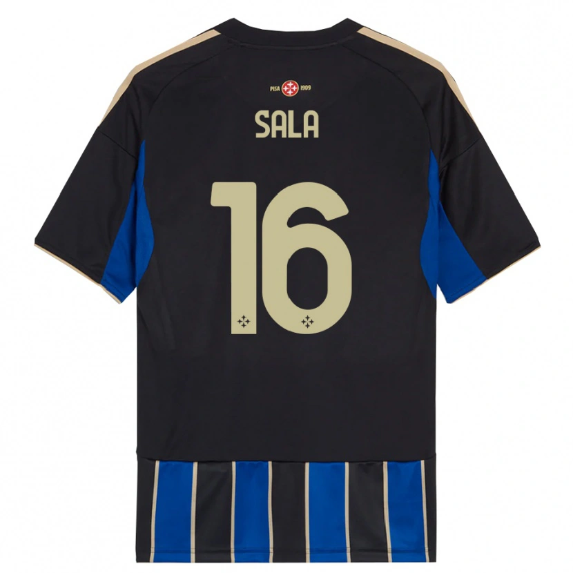 Danxen Enfant Maillot Mattia Sala #16 Noir Bleu Tenues Domicile 2025/26 T-Shirt