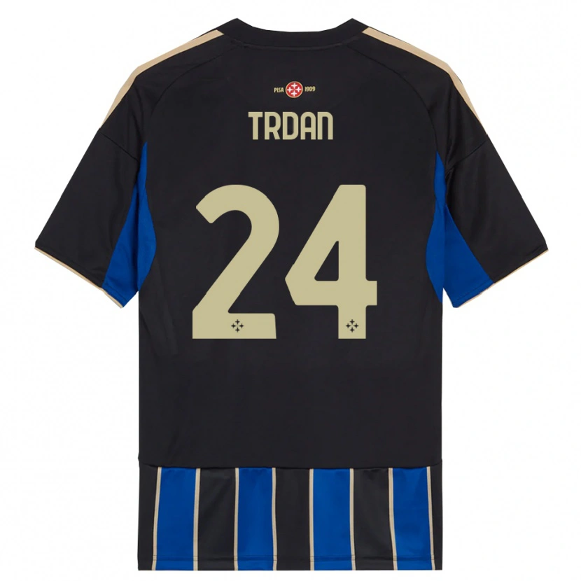 Danxen Enfant Maillot Miha Trdan #24 Noir Bleu Tenues Domicile 2025/26 T-Shirt
