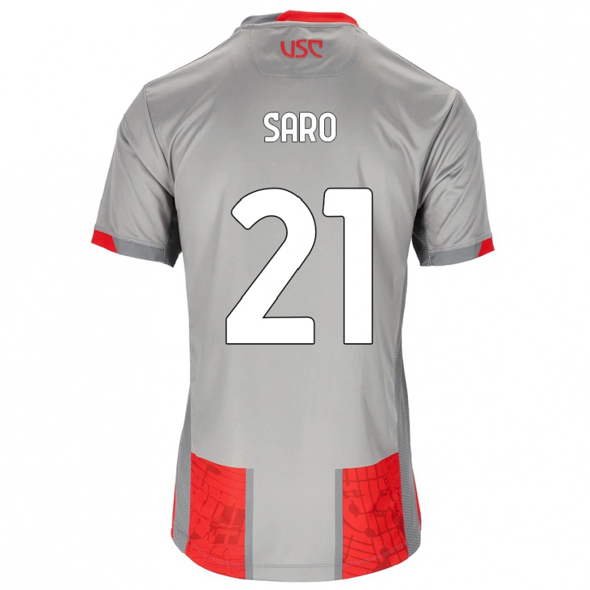 Danxen Enfant Maillot Gianluca Saro #21 Rouge Gris Tenues Domicile 2025/26 T-Shirt